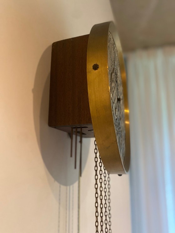 Image 1 of Duitse Junghans wandklok met gewichten – mechanisch, ca. 1950–1965