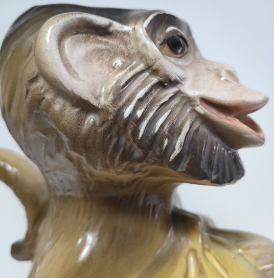Image 1 of Keramische apenkan, beschilderd ontwerp uit de jaren 80