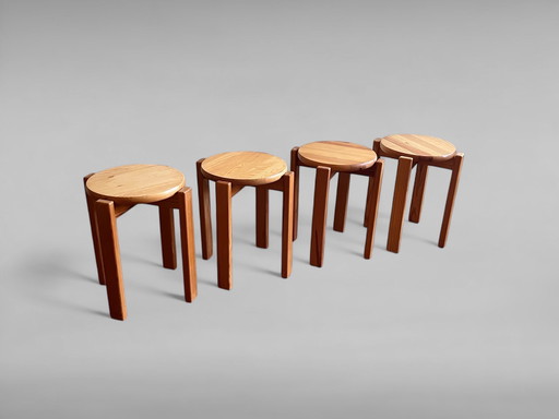 Softwood stool, set of 4