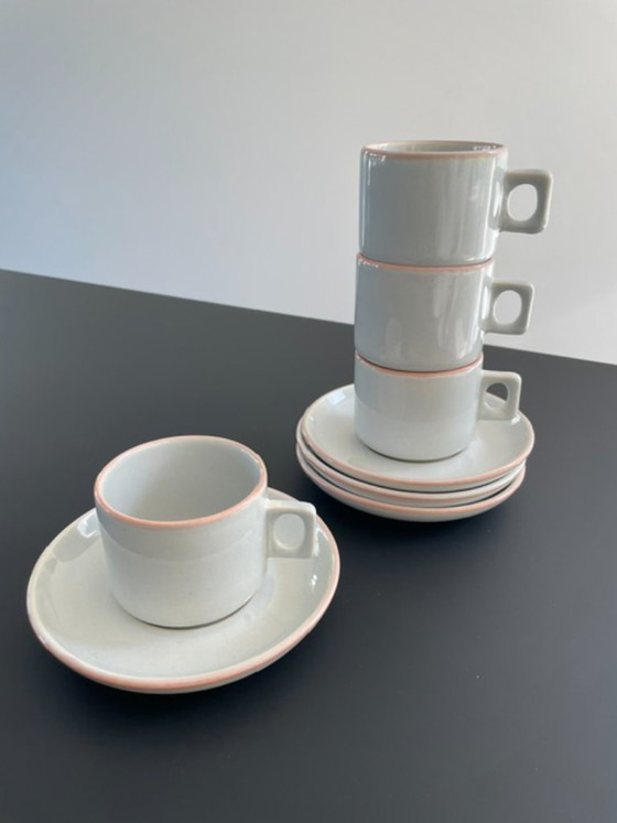 Image 1 of 4x tazas y platillos de diseño holandés Driehoek Huizen