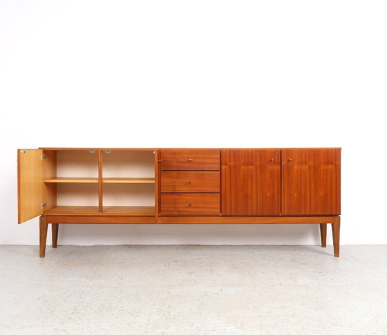 Vintage teak Sideboard with doors and drawers, 1960s, Wood, Brown, Mid Century Modern (photo 4 of 11)