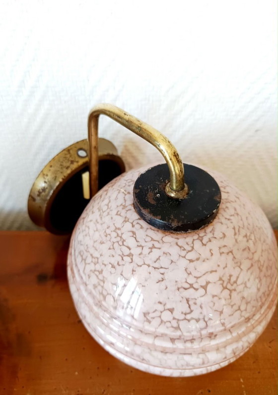 Image 1 of 2x Art Deco Clichy rosa Glaswandleuchten