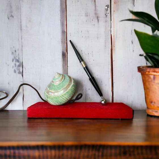 Image 1 of Juego de escritorio con luz de concha náutica y bolígrafo, años 40