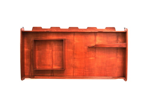 Armoire murale italienne en noyer, faite à la main, années 1960.