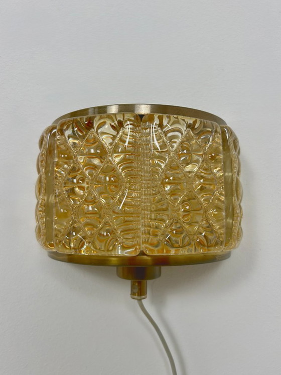 Image 1 of Paire d’appliques vintage, verre Murano et laiton, Suède, 1960