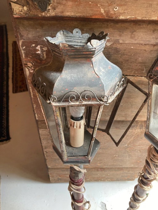 Coppia di antiche lampade da carrozza