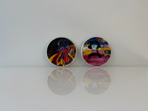 Set 2 sottobicchieri in ceramica Corneille, Arte Cobra, Accessori da tavola, Multicolore, Modern (foto 2 di 8)