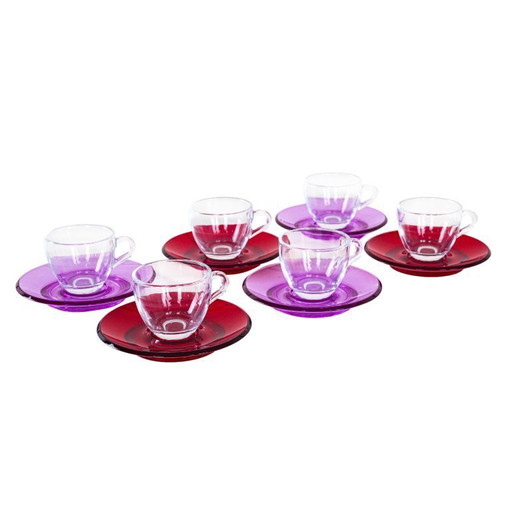 Set of glass cups, Italian design, 1970s, manufactured by Fratelli Guzzini