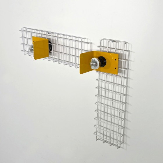 Image 1 of Pair of Yellow Wall Lamps on Grid from Seccose, 1980s