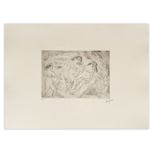 Jules PASCIN Ragazze giovani Acquaforte 1980