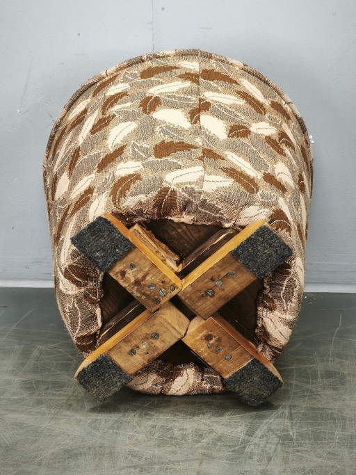 Runder, gepolsterter Tabouret-Hocker im tschechoslowakischen Art-déco-Stil der 1930er Jahre