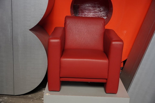 Poltrona Montèl in pelle rossa, 2 posti disponibili