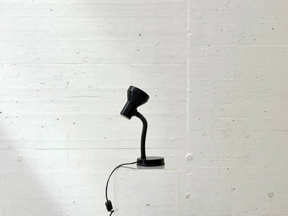 Image 1 of Zwarte vintage tafellamp met flexibele zwanenhals, jaren 70