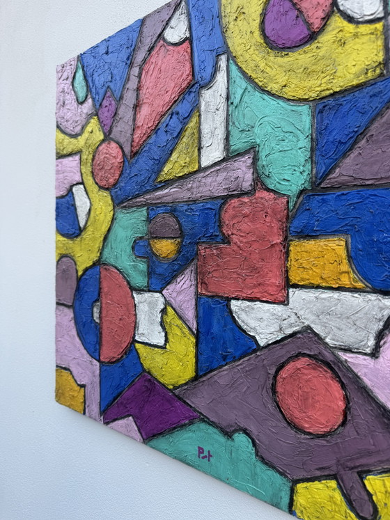 Colorful Geometric Abstract Painting – Paintings & Drawings, Canvas (photo 3 of 13)