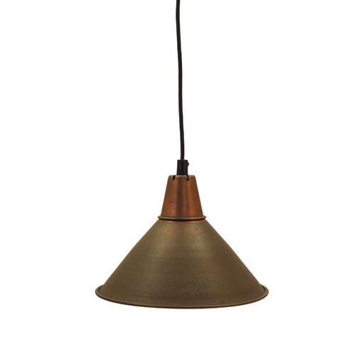 Deense messing hanglamp met industriële kegelvormige kap, Scandinavisch modern design, jaren 60 – hanglampen, Brass