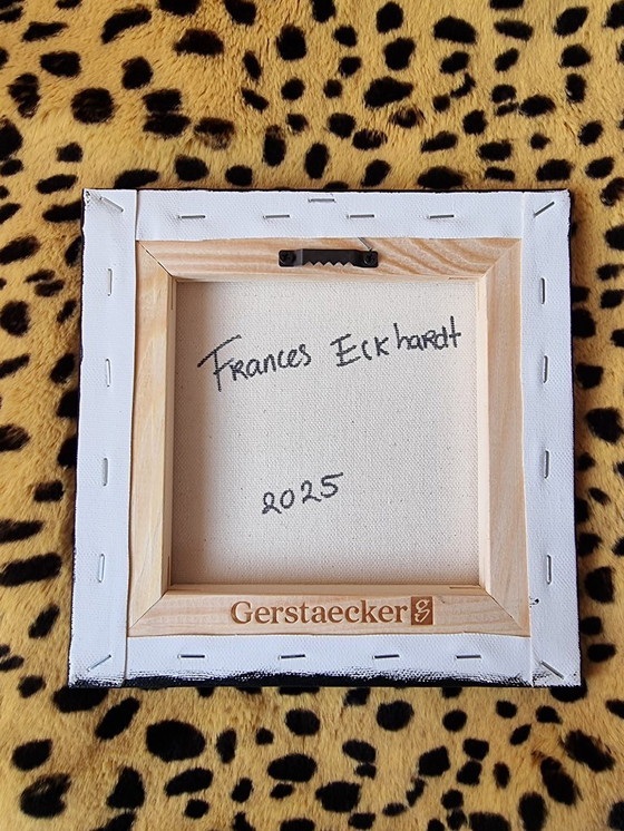 Image 1 of Œuvre d'art moderne peinte à la main, 20 x 20 cm, style tatouage traditionnel, rose