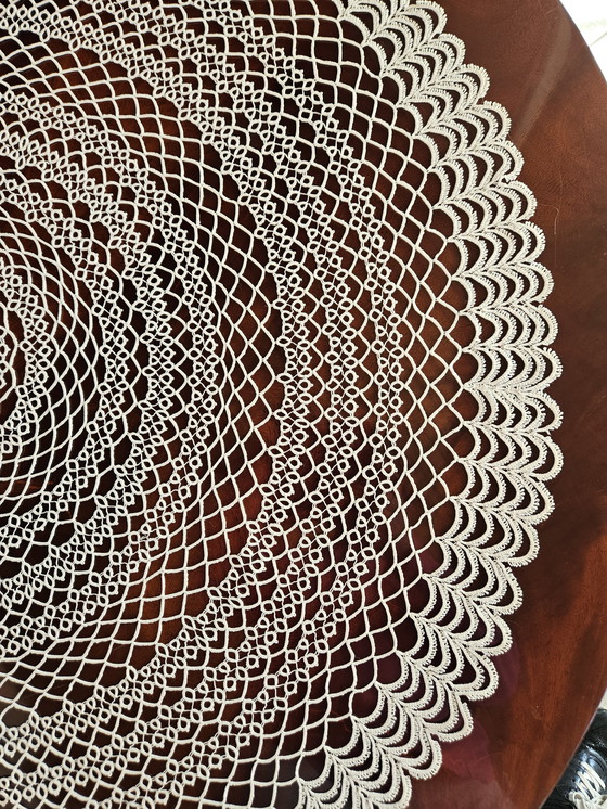 Image 1 of Unique Fmfrivolite handmade round tablecloth in new condition