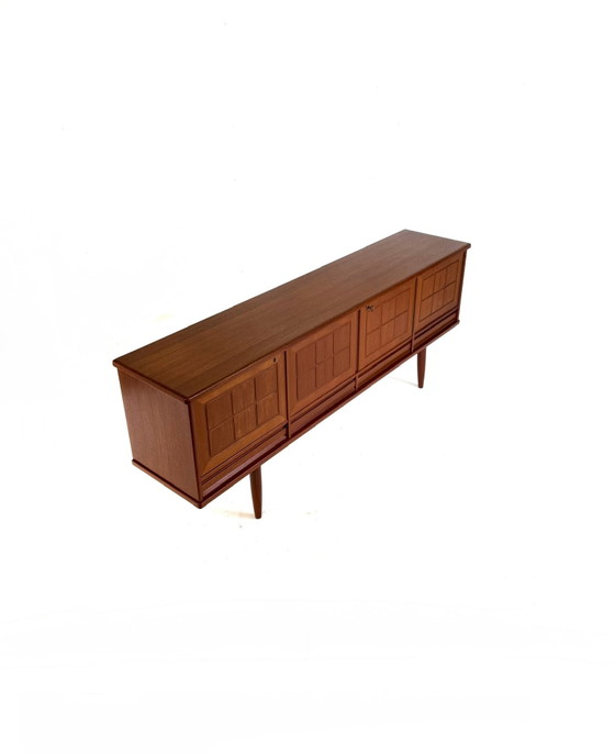 Image 1 of Vintage graphic teak sideboard, Nordas Stool ‘60