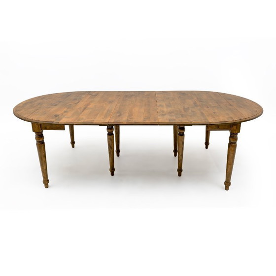 19e-eeuwse Toscaanse iepenhouten uitschuifbare ronde eettafel met vijf bladen – Wood (photo 3 of 13)