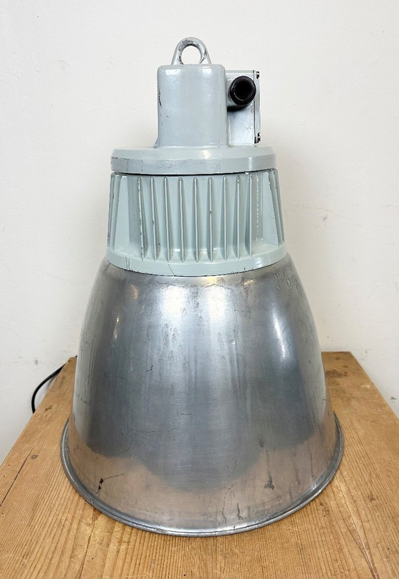 Image 1 of Vintage Silver Industrial Factory Pendant Lamp from Elektrosvit, 1960s