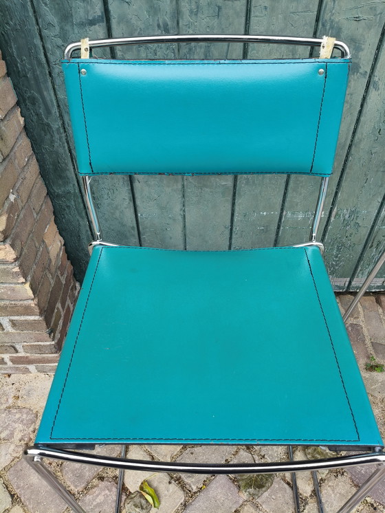 Image 1 of 3x Vintage leather bar stools - style Giandomenico Belotti for Alias