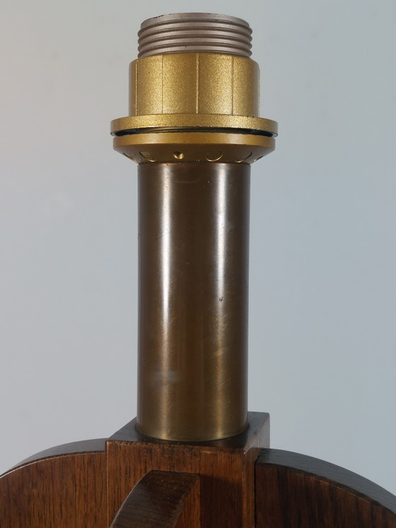 Image 1 of Rare vintage pair of wooden Temde table lamps