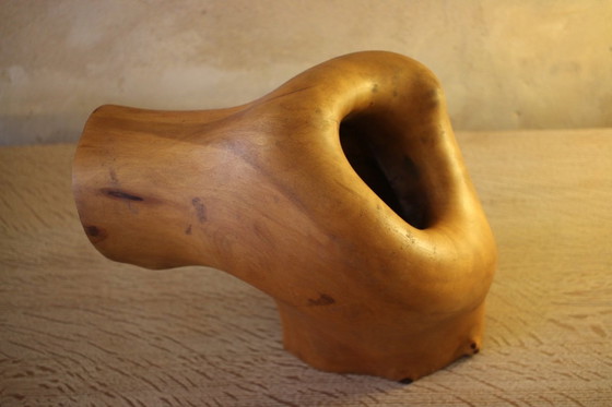 Image 1 of Sculpture aborigène abstraite en bois sculpté et gravé du Mid Century