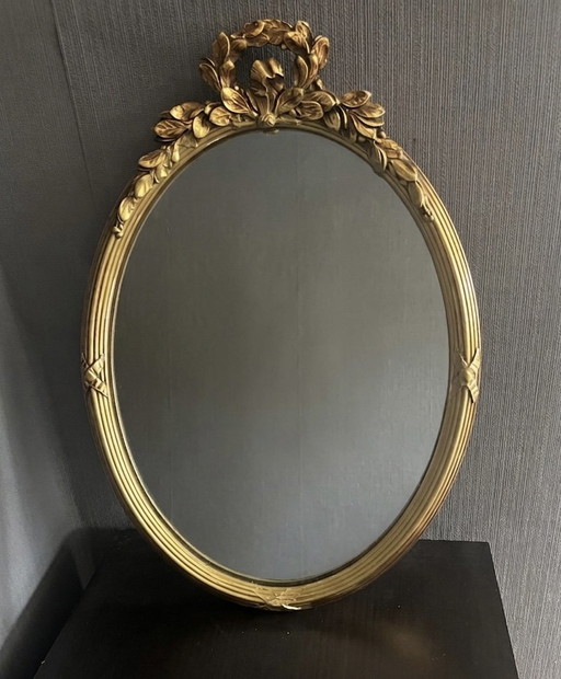 Prachtige Vintage Mid-Century Gouden Pieterman Kuifspiegel – Glass, Metal (photo 2 of 6)