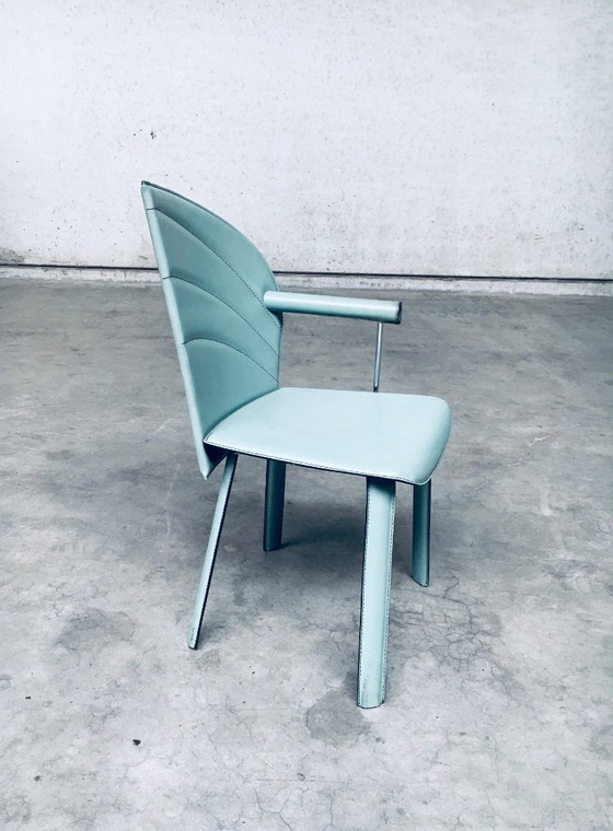 Image 1 of Postmodern Design Leather Dining Chair set by Mario Morbidelli for Naos, Italy 1980's