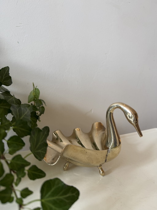 Aufbewahrungsbox aus Messing in Schwanenform