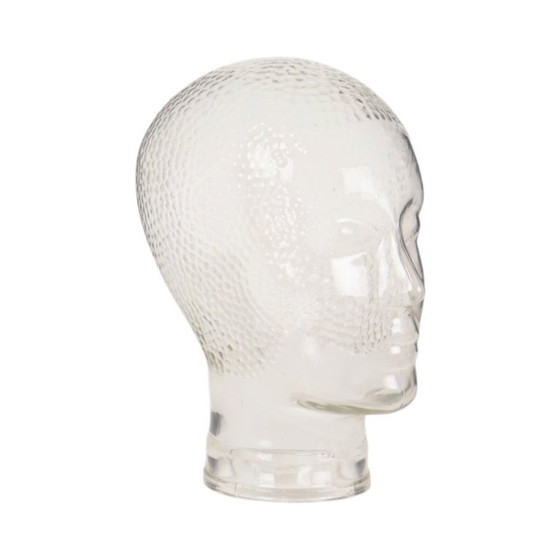 Decoratief Vintage Glazen Hoofd Display Etalage Militaria 26cm – Decoratieve objecten, Glass (photo 2 of 12)