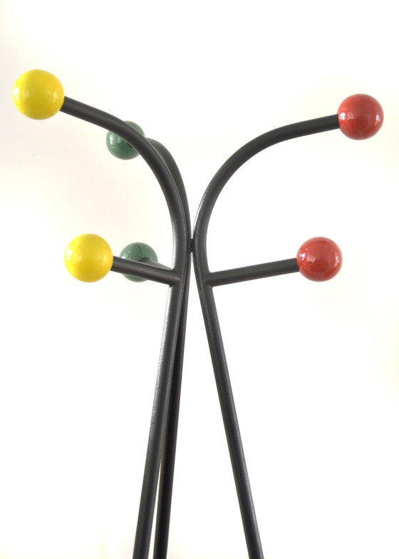 Image 1 of Large free standing coat rack colourful design by Roger Feraud, 1950s
vintage