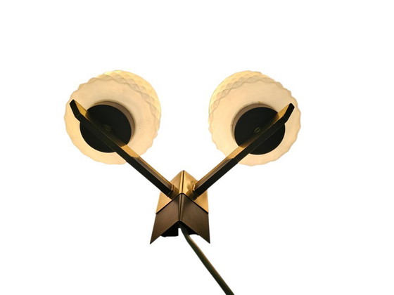 Image 1 of Targetti Sankey - Applique murale - 2 bras - Italie - luxe - laiton - métal - verre - années 50