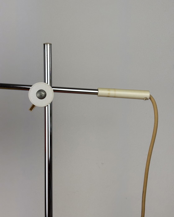 Image 1 of Lampada da tavolo vintage regolabile in metallo arancione e alluminio di Richard Essig, metà secolo, anni '70, cromata, era 