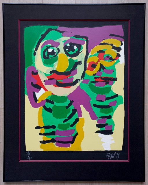 Karel Appel - Borde negro, serigrafía (bellamente enmarcada)