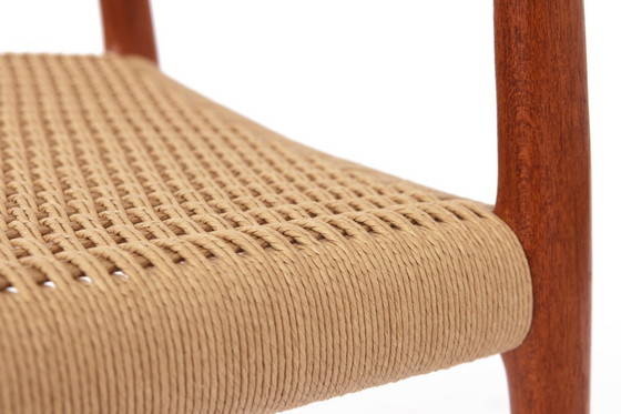 Image 1 of 1 van 2 Niels Moller armstoel, model 57, jaren 1950 Vintage, papieren koordzitting, eetkamerstoel, Denemarken