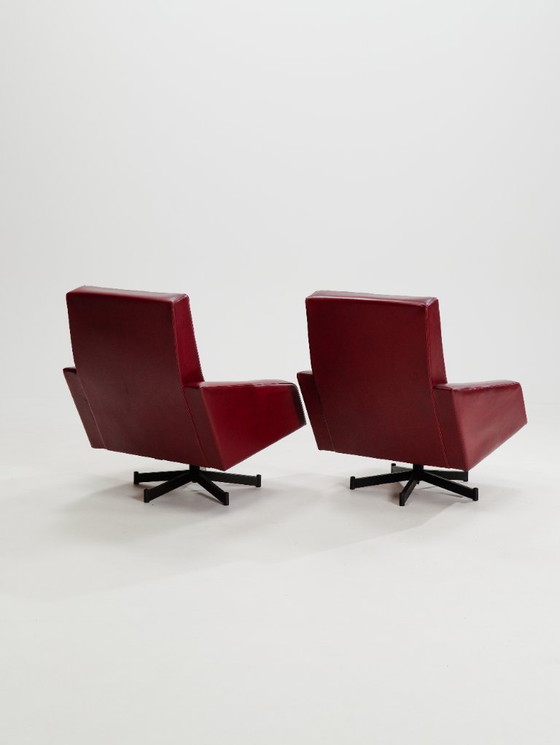 Image 1 of Paire de fauteuils lounge vintage rouges Skai style rockabilly, années 50
