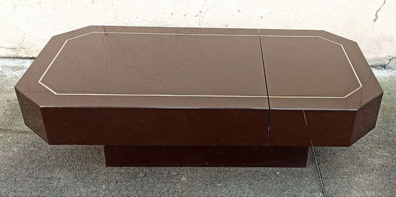 Image 1 of Bartafel uit de jaren 70 met geïntegreerd mechanisme, 125,5 cm lang.