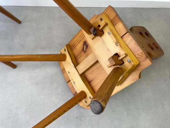 Vintage Brutalistische Eethoek – Tiroler Stijl (6 stoelen) – Eetkamerset, Wood (photo 10 of 18)