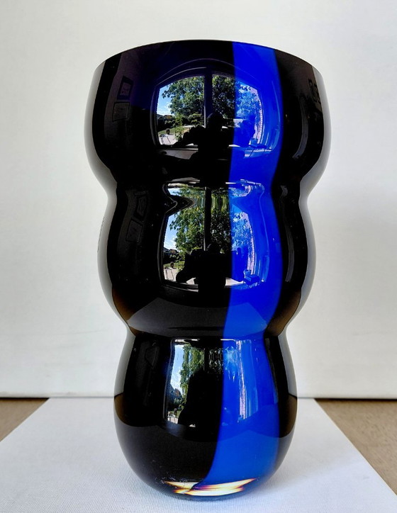 Vintage Christinenhütte Bubble Vase - Black/Blue 1980s – Glass (photo 2 of 11)