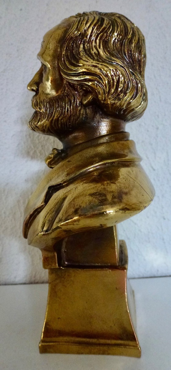 Image 1 of Büste, G. Verdi – 16 cm – Bronze, vergoldet – 1991, A. Lucchesi.