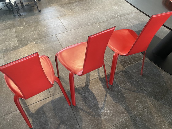 Image 1 of 6x design eetkamerstoel zadelleer ferarri rood.