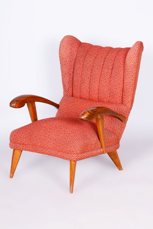 Gerestaureerde art-deco fauteuil, beukenhout, Tsjechië, jaren 1930 – Textile, Wood
