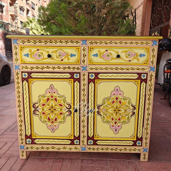 Image 1 of Credenza marocchina dipinta a mano | Credenza berbera bohémien marocchina