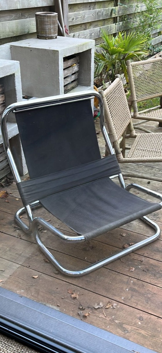 Image 1 of 1 sedia vintage in cromo/tela