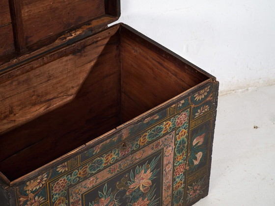 Antieke Chinese beschilderde kist van grenenhout – China, circa 1900 – Opbergkast, Iron (photo 21 of 40)