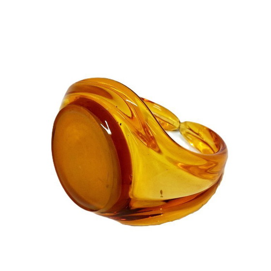 Image 1 of Cestino in vetro ambrato vintage – Centrotavola/ciotola per dolciumi scultorea