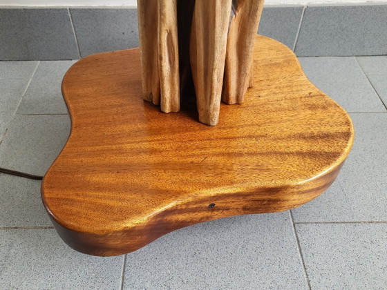 Image 1 of Lampada da terra vintage anni '50, scultura vegetale organica, legno di recupero e mogano, anni '50