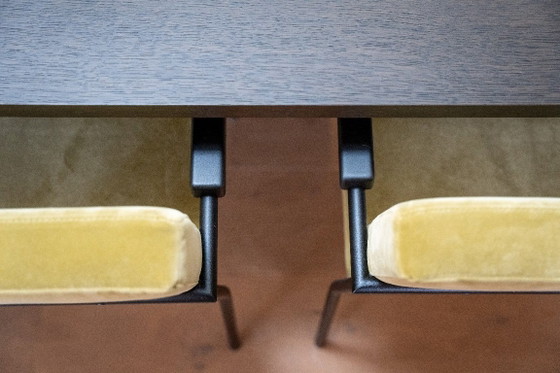 Image 1 of Fest Monday dining set: 3 chairs + bench (Royal Pistachio / black frame / armrest)