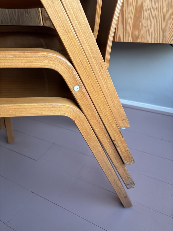 Image 1 of Ensemble de 4 chaises de salle à manger vintage en contreplaqué